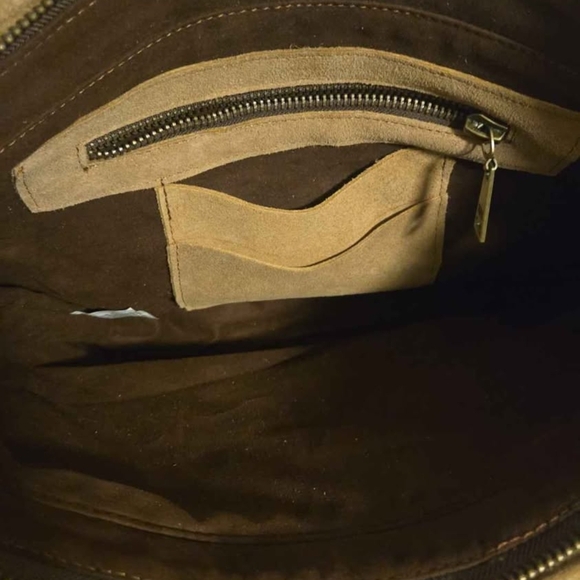 Corral Camel Suede Tote with Fringe - Picture 4 of 7